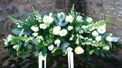 Classic White and Green Coffin Spray